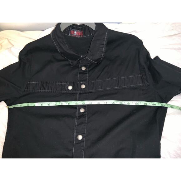 Morbid Thread Men’s Large Vintage 90s Y2K Black Snap Button Shirt Goth Punk Vamp - Picture 6 of 7